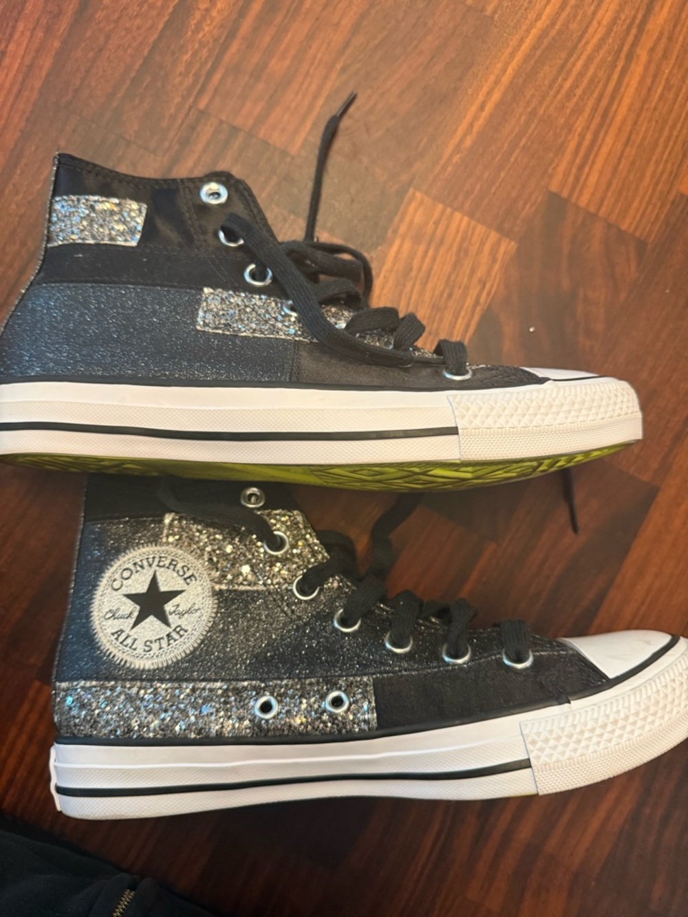 Converse Black Glitter High Top Sneakers - Picture 6 of 10